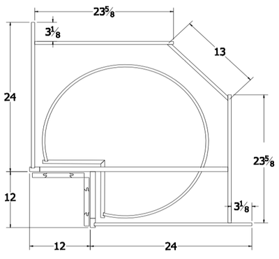 LS36DR-BOTH - Dover Lunar - 36" Base Lazy Susan w/Turntable Drawers (Top and Bottom)