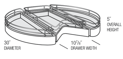 LS36DR-BOTH - Dover Lunar - 36" Base Lazy Susan w/Turntable Drawers (Top and Bottom)