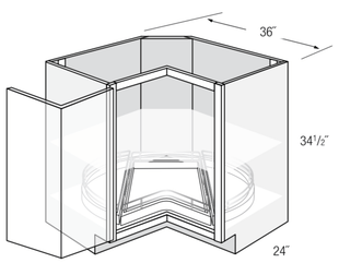 LS36DR-BOTTOM - Norwich Recessed - 36" Base Lazy Susan w/Turntable Drawer (Bottom)
