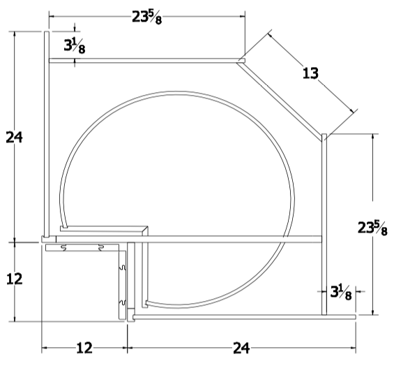LS36DR-TOP - Essex White - 36" Base Lazy Susan w/Turntable Drawer (Top)