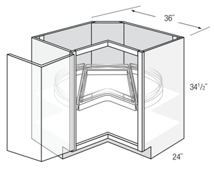 LS36DR-TOP - Trenton Recessed - 36" Base Lazy Susan w/Turntable Drawer (Top)
