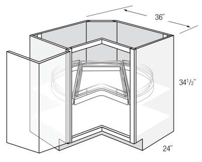 LS36DR-TOP - Trenton Recessed - 36" Base Lazy Susan w/Turntable Drawer (Top)