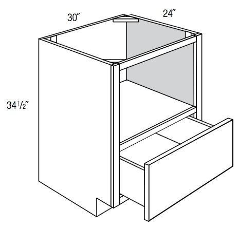 MWB30 - Concord Pebble Gray - Microwave Base Cabinet - Microwave Opening and Single Drawer - 30"W x 34.5"H x 24"D