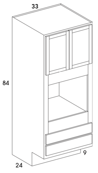 OC338424ADA - Berwyn Opal - ADA Double Oven Cabinet - Partial Overlay Doors/Drawers - Special Order