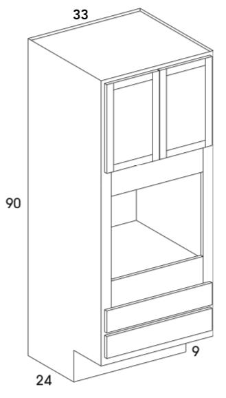 OC339024ADA - Dartmouth Brownstone - ADA Double Oven Cabinet - Partial Overlay Doors/Drawers - Special Order