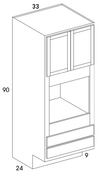 OC339024ADA - Dartmouth White - ADA Double Oven Cabinet - Partial Overlay Doors/Drawers - Special Order
