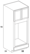 OC339024DBL - Dartmouth Pewter - Double Oven Cabinet - Partial Overlay Doors/Drawers - Special Order