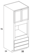 OC339624 - York White - Oven Cabinet - Partial Overlay Doors/Drawers