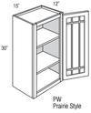 PGW1530 - Trenton Recessed - Wall Cabinet - Prairie Mullion Single Glass Door