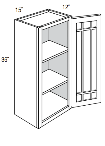 PGW1536  - Dover Lunar - Wall Cabinet - Prairie Mullion Single Glass Door