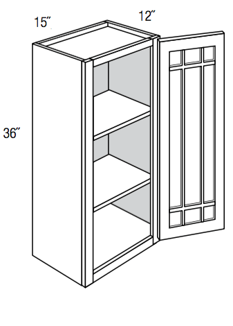 PGW1536  - Yarmouth Raised - Wall Cabinet - Prairie Mullion Single Glass Door