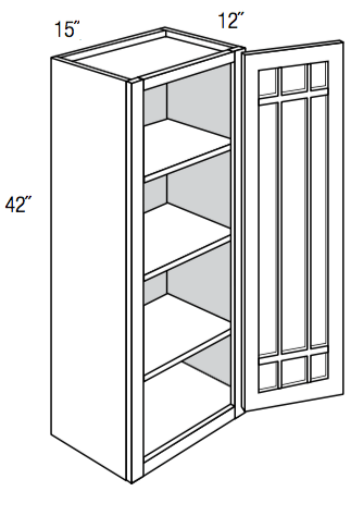 PGW1542 - Dover White - Wall Cabinet - Prairie Mullion Single Glass Door