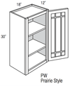 PGW1830   - Dover Lunar - Wall Cabinet - Prairie Mullion Single Glass Door
