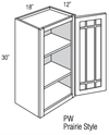 PGW1830   - Dover White - Wall Cabinet - Prairie Mullion Single Glass Door