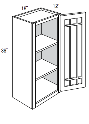 PGW1836  - Dover Lunar - Wall Cabinet - Prairie Mullion Single Glass Door