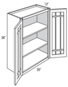 PGW3036B - Essex Castle - Wall Cabinet - Prairie Mullion Butt Glass Doors