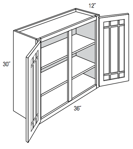 PGW3630 - Dover Lunar - Wall Cabinet - Prairie Mullion Double Glass Doors