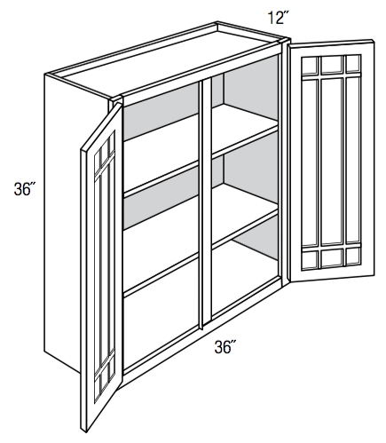 PGW3636 - Essex Lunar - Wall Cabinet - Prairie Mullion Double Glass Doors