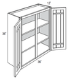 PGW3636 - Trenton Slab - Wall Cabinet - Prairie Mullion Double Glass Doors