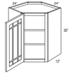 PGWDC2430 - Dover Castle - Corner Diagonal Wall Cabinet - Prairie Mullion Single Glass Door