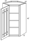 PGWDC2442 - Norwich Slab - Corner Diagonal Wall Cabinet - Prairie Mullion Single Glass Door