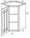 PGWDC2736 - Dover White - Corner Diagonal Wall Cabinet - Prairie Mullion Single Glass Door