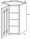 PGWDC2742 - Dover White - Corner Diagonal Wall Cabinet - Prairie Mullion Single Glass Door