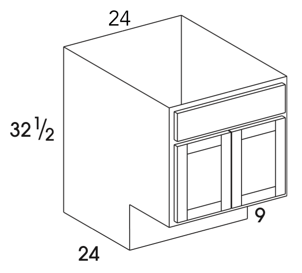 SB24DDADA - Dartmouth Brownstone - ADA Sink Base Cabinet - Butt Doors - Special Order
