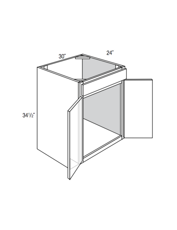 SB30 - Concord Pebble Gray - Sink Base Cabinet - Double Doors/False Drawer Front - 30"W x 34.5"H x 24"D
