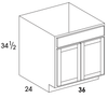 SB36 - York Grey Stain - Sink Base Cabinet - Butt Doors