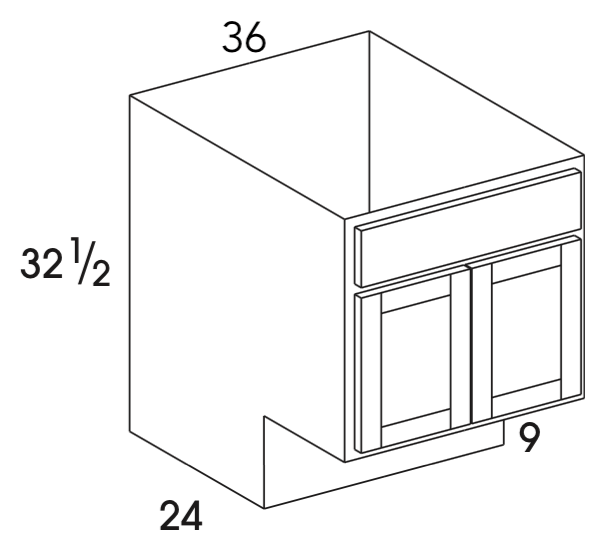 SB36ADA - Dartmouth Brownstone - ADA Sink Base Cabinet - Butt Doors - Special Order
