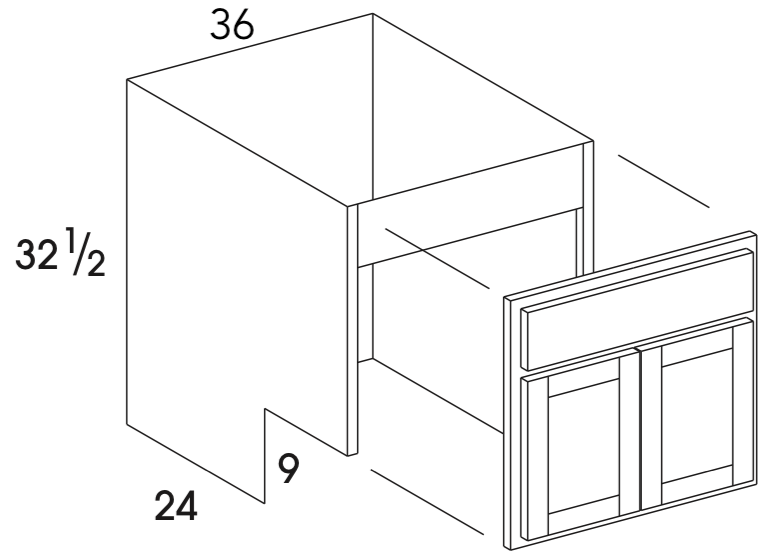 SB36REMADA - Dartmouth Brownstone - ADA Removable Front Sink Base - Butt Doors - Special Order