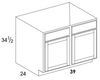 SB39 - York Grey Stain - Sink Base Cabinet - Double Doors