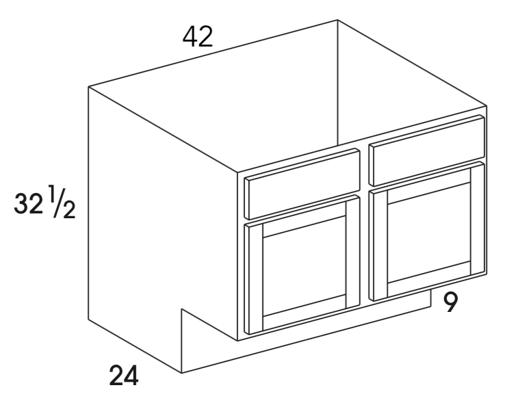 SB42ADA - Dartmouth White - ADA Sink Base Cabinet - Double Doors - Special Order