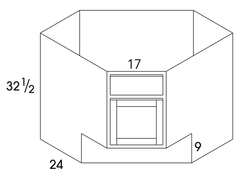 SCB36ADA - York Grey Stain - ADA Corner Sink Base - Single Door - Special Order