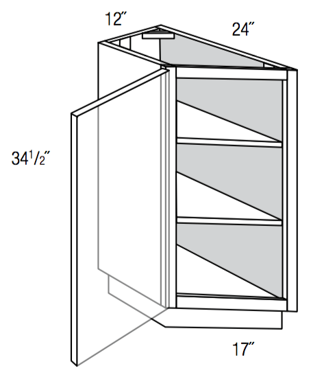 TB12L - Dover Lunar - Transition Base Cabinet - Single Door Hinged Left