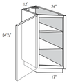 TB12L - Trenton Slab - Transition Base Cabinet - Single Door Hinged Left