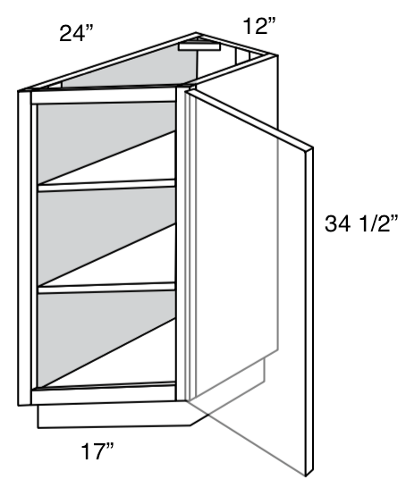 TB12R - Dover White - Transition Base Cabinet - Single Door Hinged Right