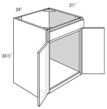 VSB24 - Concord Pebble Gray - Vanity Sink Base Cabinet - Double Door/False Drawer Front - 24"W x 34.5"H x 21"D