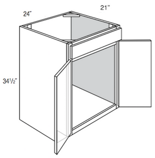 VSB24 - Concord Pebble Gray - Vanity Sink Base Cabinet - Double Door/False Drawer Front - 24"W x 34.5"H x 21"D