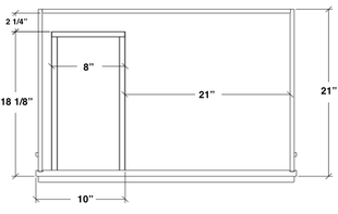 V3021D-L - Dover Castle - Vanity Base 1 Door, 2 Drawers - Drawers on Left