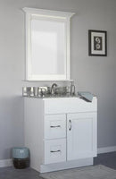 V3021D-L - Dover White - Vanity Base 1 Door, 2 Drawers - Drawers on Left
