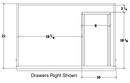 V3021D-R - Dover White - Vanity Base 1 Door, 2 Drawers - Drawers on Right