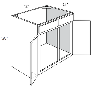 VSB42 - Concord Pebble Gray - Vanity Sink Base Cabinet - Double Door/False Drawer Front - 42"W x 34.5"H x 21"D