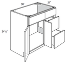 V3621D-R - Norwich Slab - Vanity Base 2 Door, 2 Drawers - Drawers on Right
