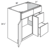 V3621D-R - Upton Brown - Vanity Base 2 Door, 2 Drawer - Drawers on Right