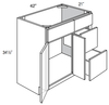 V4221D-R - Upton Brown - Vanity Base 2 Door, 2 Drawers - Drawers on Right