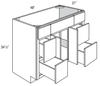 V4821D - Dover Castle - Vanity Base 2 Door, 4 Drawers - Single Bowl