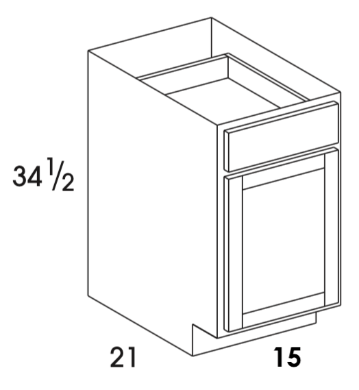VB15 - Dartmouth Pewter - Vanity Base Cabinet - Single Door/Drawer