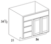 VBL36 - York Grey Stain - Vanity Sink/Drawer Combo - 3 Drawers on Left